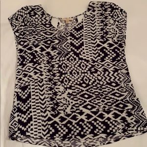Dark Purple and White Patterned Blouse